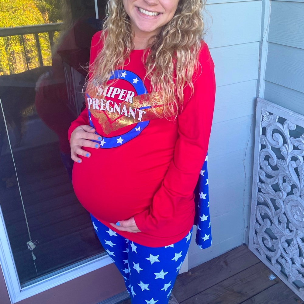 “Super Pregnant” Maternity Halloween Costume